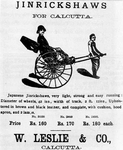 Hand-pulled rickshaws Calcutta 1902