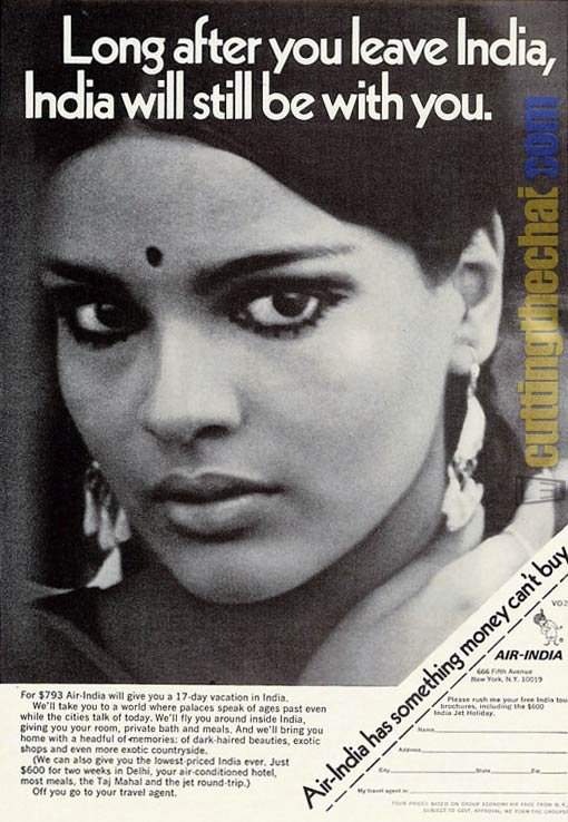 Zeenat Aman in a 1970 Air-India advertisement