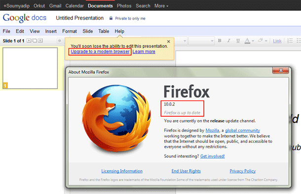 Google says Mozilla Firefox is outdated