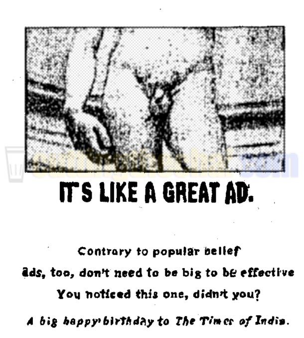 Great ads, Michelangelo's David's penis and The Times of India