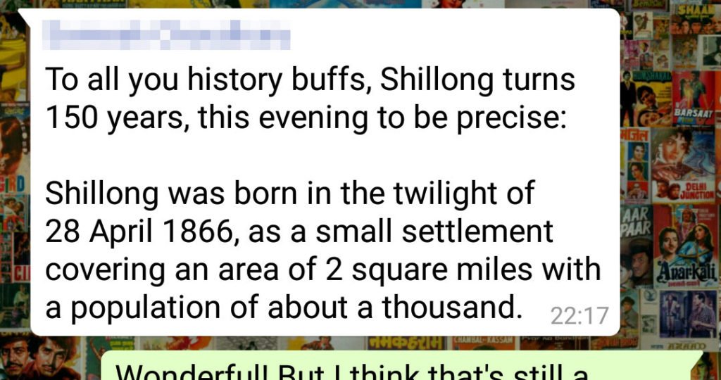 WhatsApp message on 150 years of Shillong