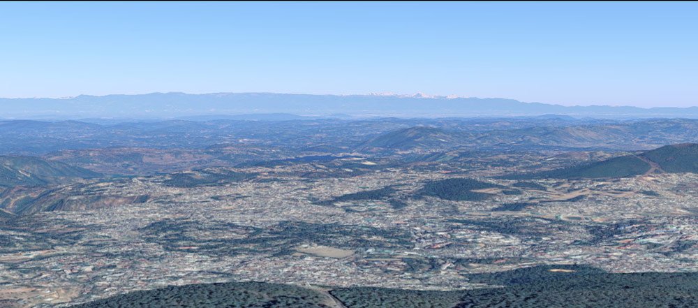 Google Earth image of the Himaayas as seen from Shillong Peak