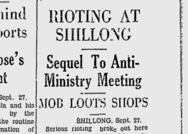 The Indian Express report on the September 27, 1938 riots in Shillong